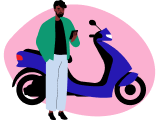 Persona con una moto llamando