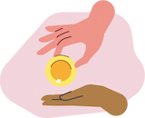 Una mano dando una moneda a otra